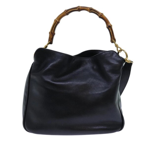 GUCCI Bamboo Hand Bag Leather 2way Black 001 2113 1638 Auth yk11916 - Picture 2 of 16
